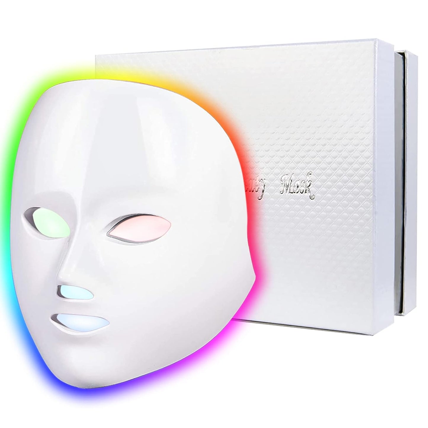 LOUDYKACA Led Face Mask Light Therapy, Red Light Therapy for Face, 7-1 Colors LED Facial Skin Care Mask