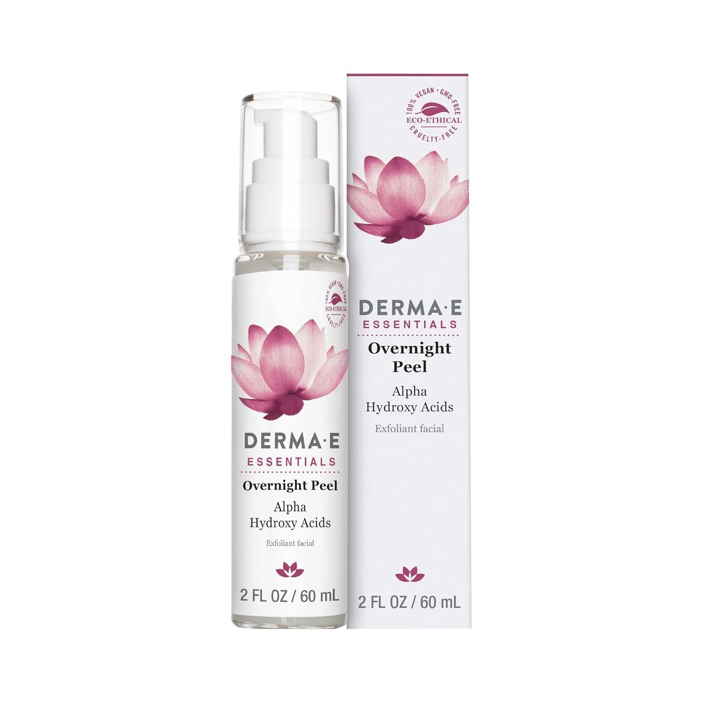DERMA E Overnight Peel Ð Alpha Hydroxy Acid Face Mask for Acne Scars, Uneven Skin & Hyperpigmentation Ð Peel with AHAs Calms, Hydrates & Retexturizes, 2 fl oz