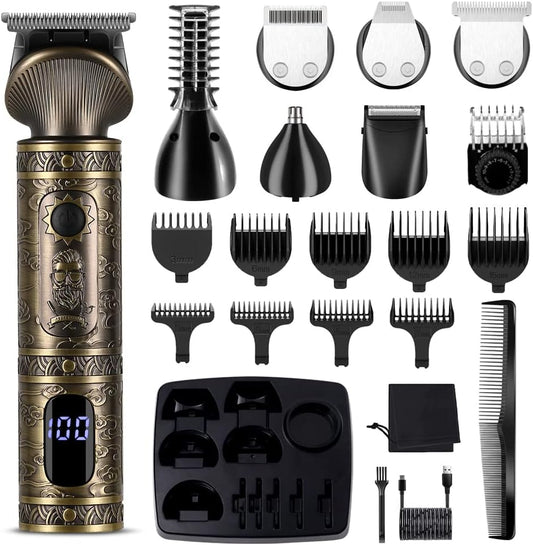Scttomon Beard Trimmer Kit Professional Hair Clipper Trimmer Zero Gapped T-Blade Trimmer Electric Shaver Razor Nose Body Trimmer for Men Cordless Grooming Kit 7 in 1