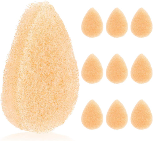 10 Pack Facial Sponge for Daily Cleansing and Gentle Exfoliating - Buff Style Exfoliating Pads for Removing Dead Skin, Dirt and Makeup - Reusable Puf, Made in The USA