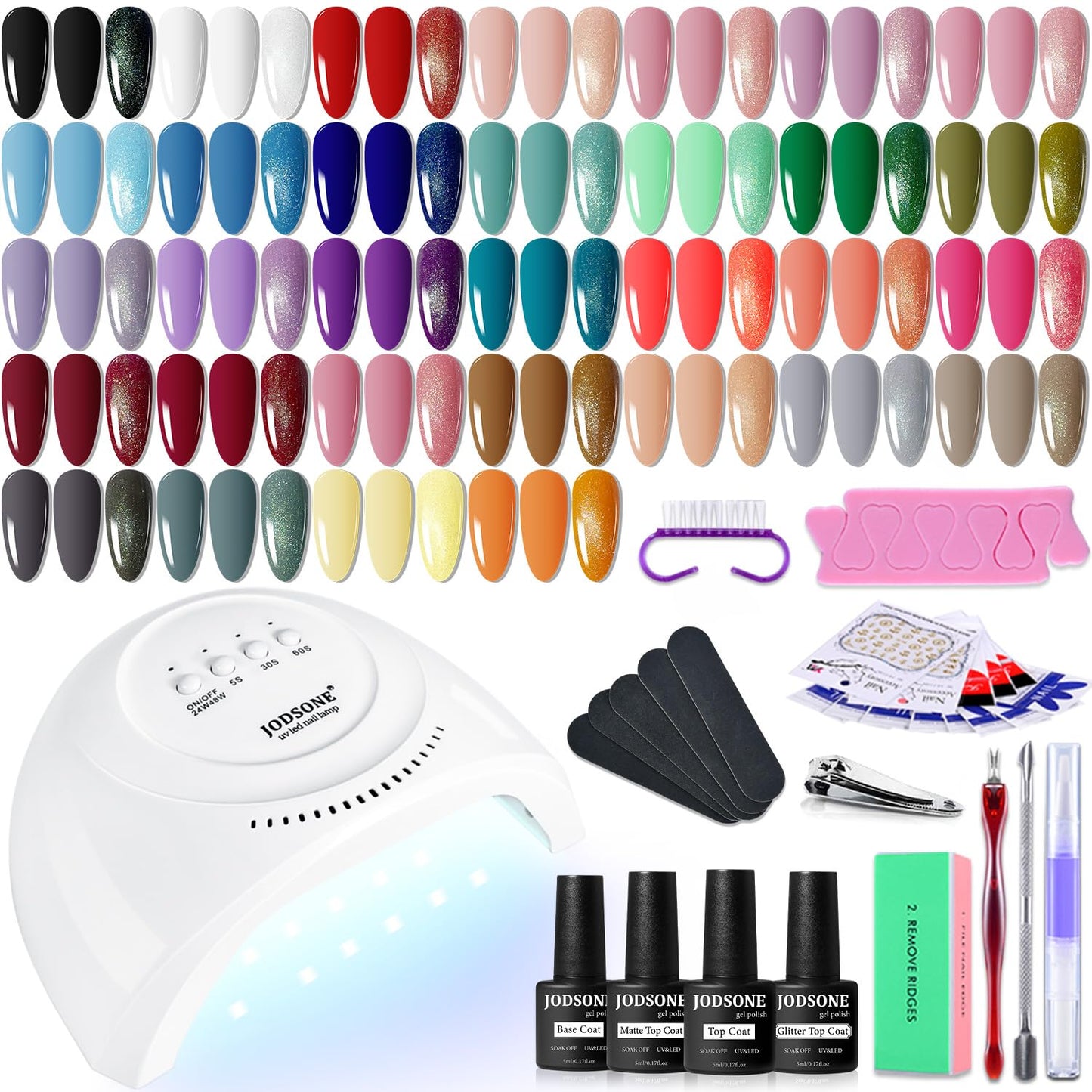JODSONE Gel Nail Polish Kit with U V Light 36 PCS Classic Black and White Nude and Blue Purple Gel Polish Set with Manicure Tools Suitable for All Seasons Perfect Gifts for Manicure Lover