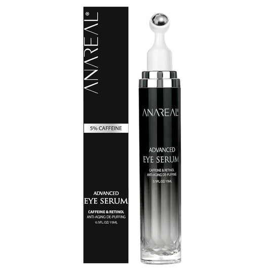 5% Caffeine Eye Serum & Cream, Eye Bags Treatment for Women & Men, Puffy Eyes Treatment, Caffeine Under Eye Cream & Serum, Eye Cream for Dark Circles and Puffiness, 360¡ Massage Ball Under Eye Roller