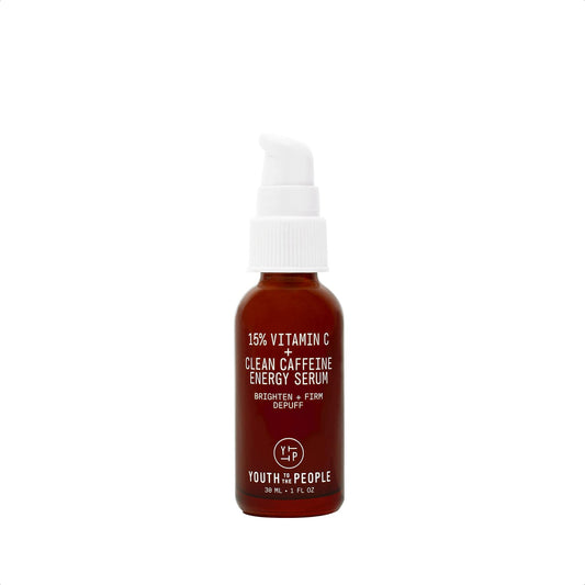 Youth To The People 15% Vitamin C Face Serum - Skin Firming Caffeine Serum for Morning Puffiness + Even Skin Tone - Brightening, Hydrating Facial Serum - Vegan Travel Size Skincare (1oz)